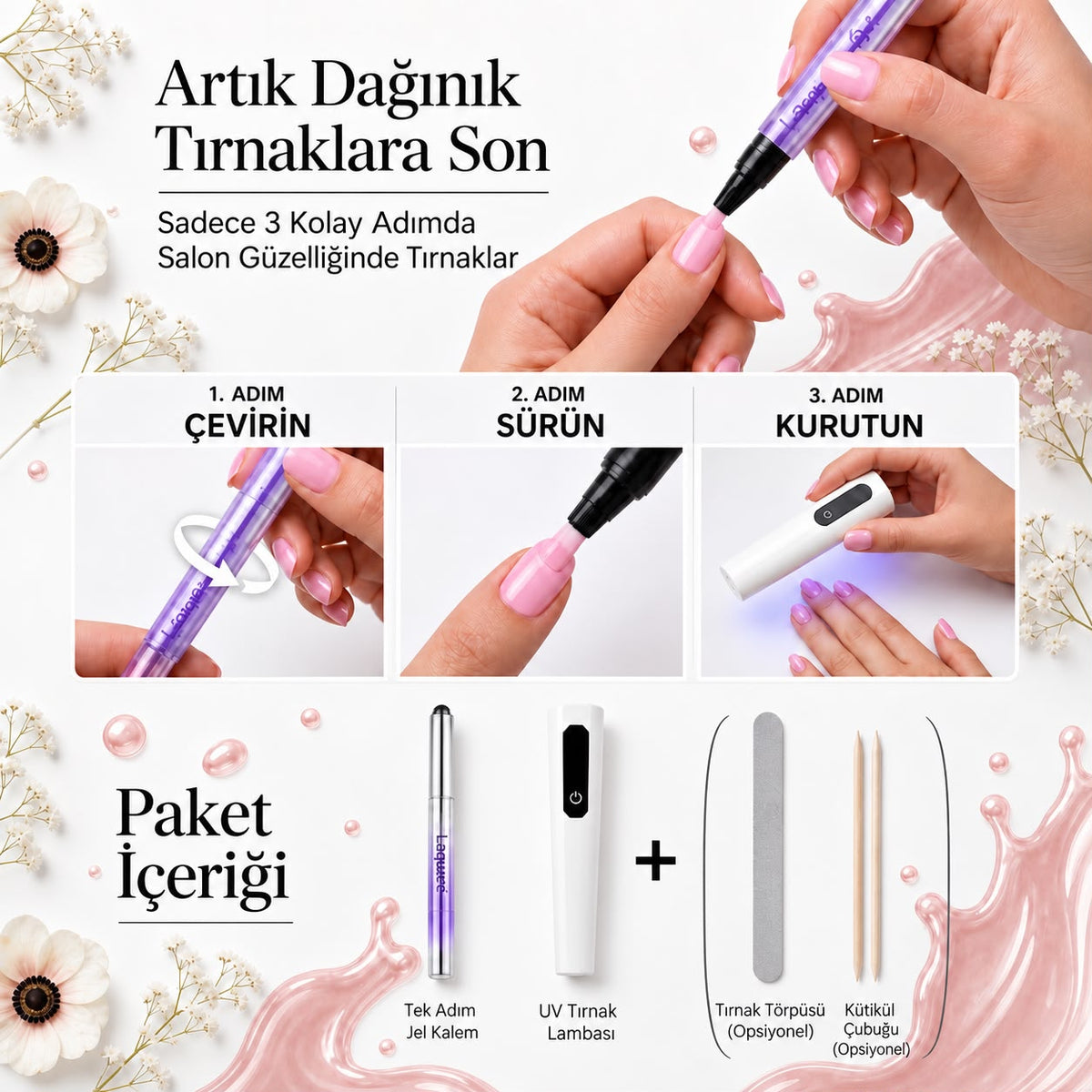 OjeStudios™ Taşınabilir UV Cihazlı Oje Takımı